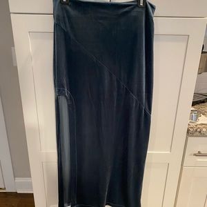 Velvet slit skirt- Teal